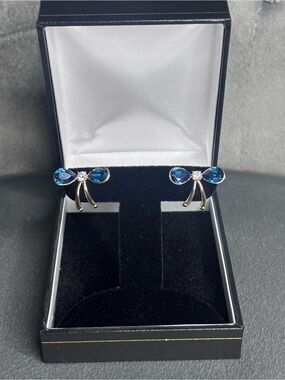 Blue Xuping Gold-Plated Bow Stud Earrings for Women